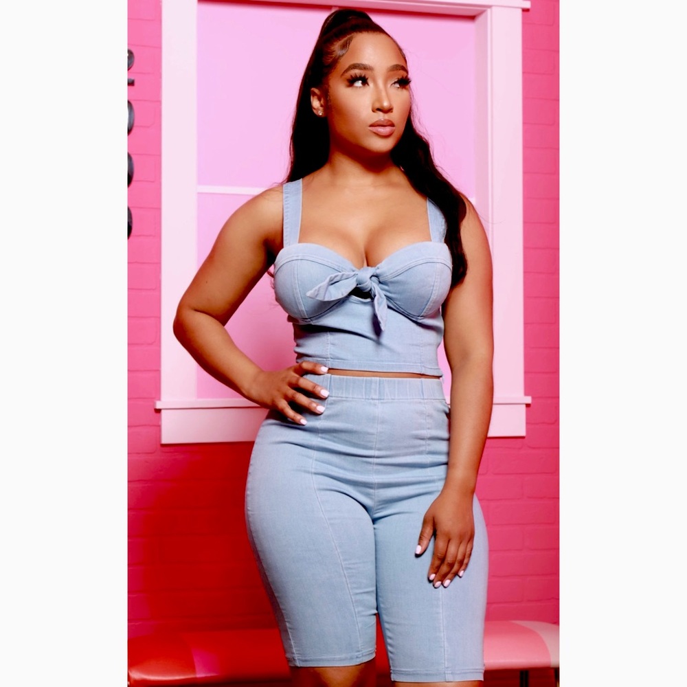 Top Knot Crop Biker Set